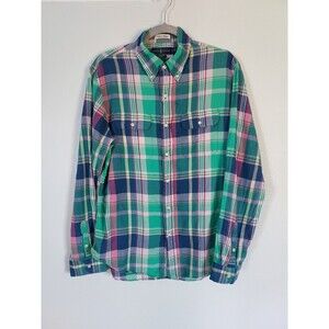 Ralph Lauren Men's Long Sleeve Plaid Indian Madras Oxford Shirt Size Large